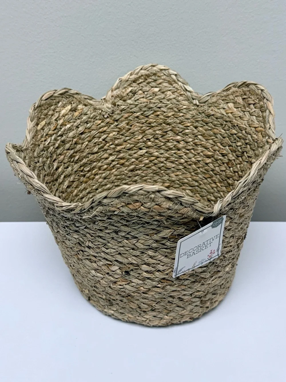 Woven Decorative Basket with Scalloped Rim - Natural- Target Bullseye Playground